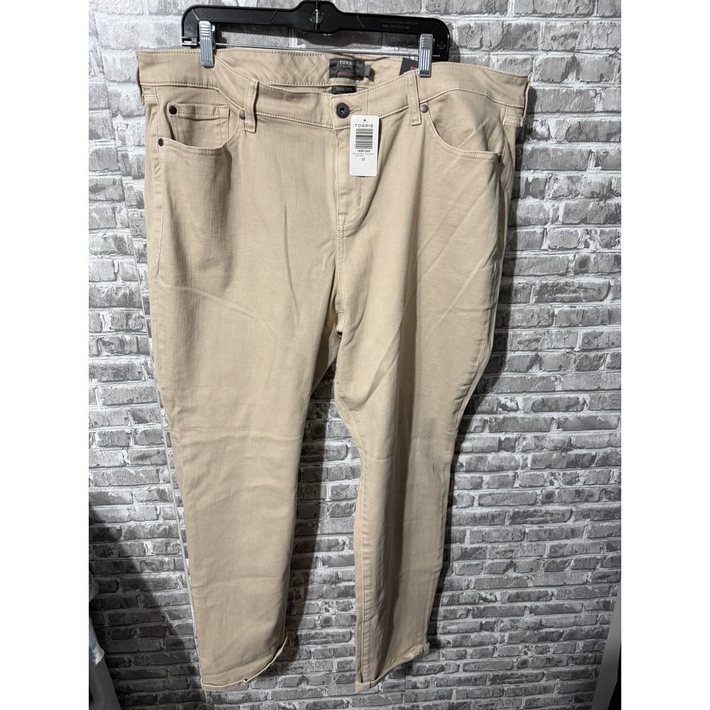 Torrid Boyfriend Straight Jeans Tan Khaki Vintage Stretch Denim Plus Size 22T